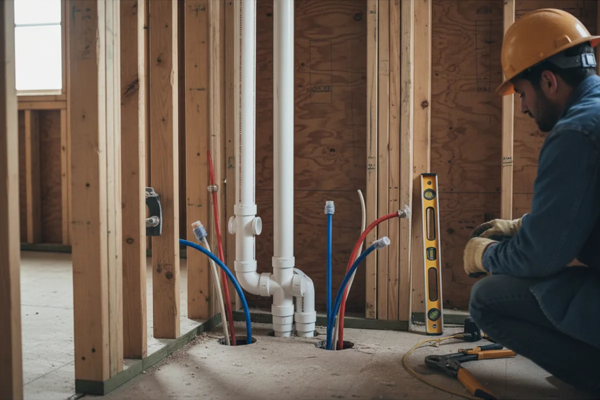 Drain and supply rough-in during Toilet Repair and Installation in Racine